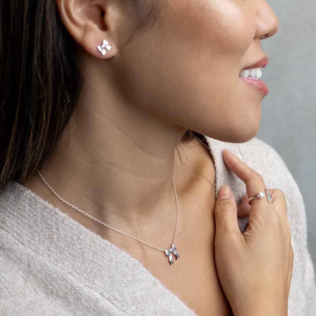 Sterling Silver Bow Festoon Necklace