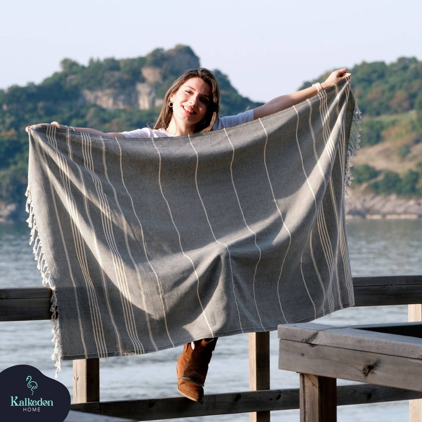 Sand Free Turkish Towel |Striped Beach Towel | Peshtemal : Orange