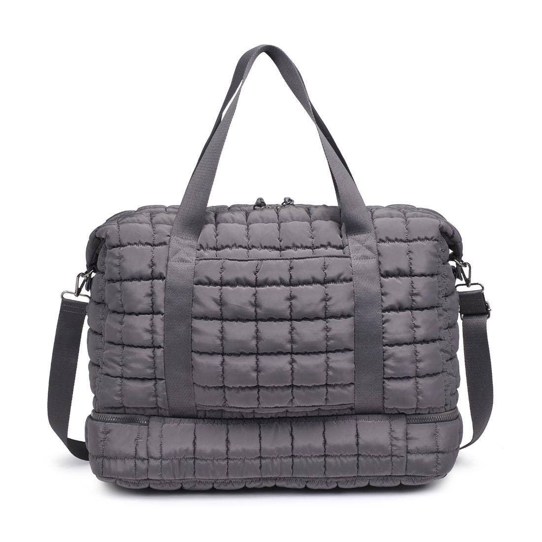 Globetrotter Quilted Nylon Puffer Travel Weekender: Natural