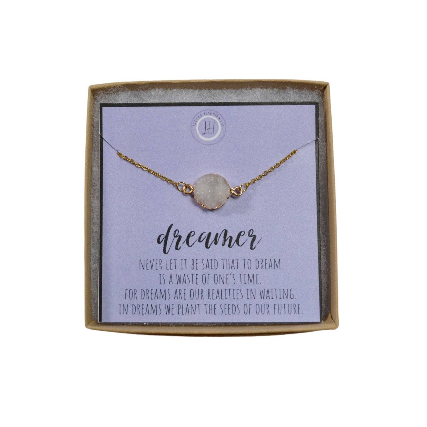 I'm a Dreamer Necklace - Gold Chain Blue Stone