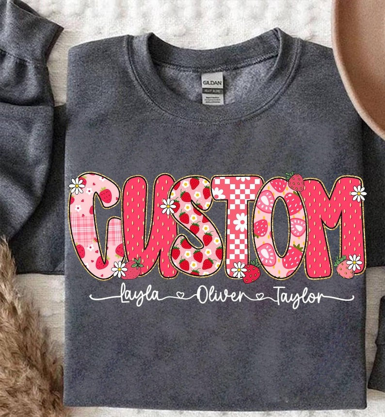 Strawberry Custom T-Shirt with kids or grandkid names