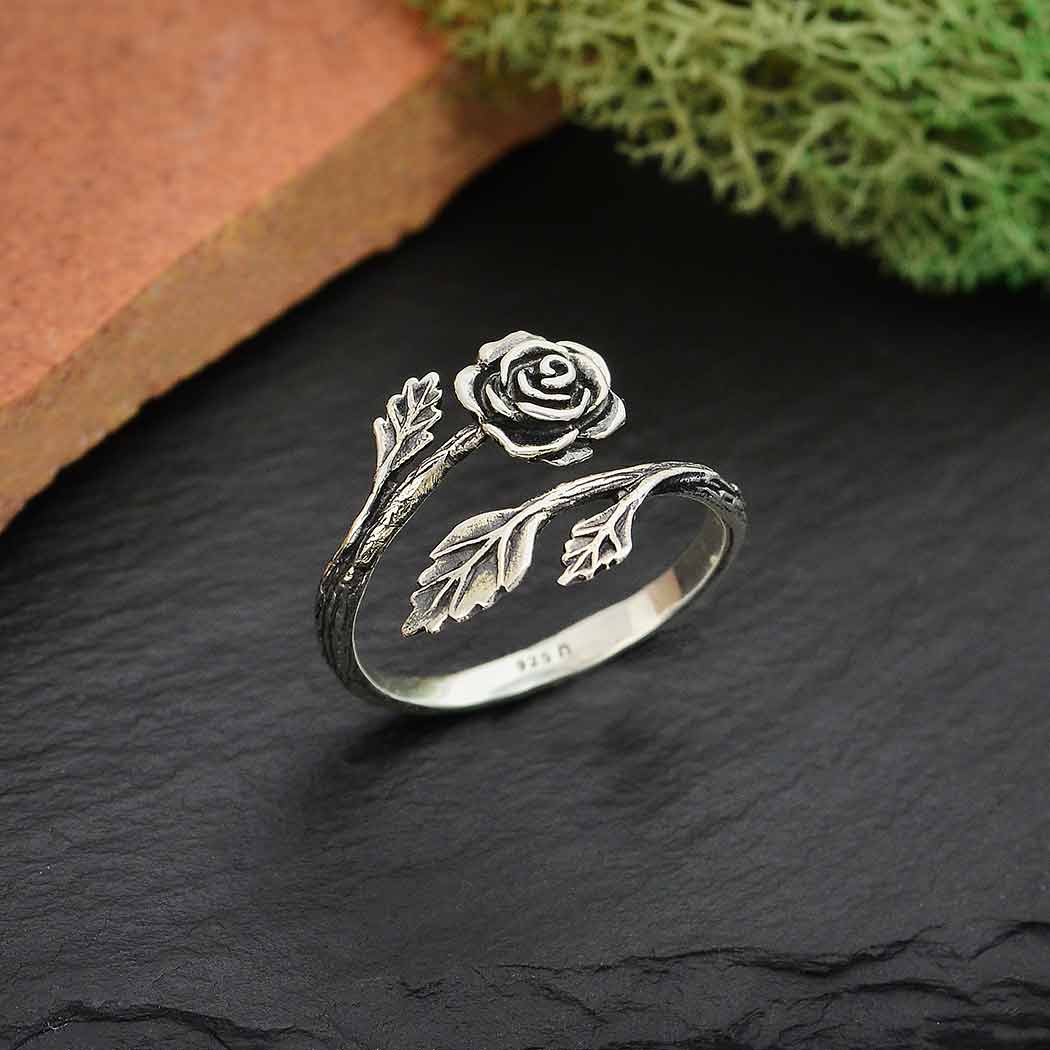 Rose Adjustable Ring: Sterling Silver