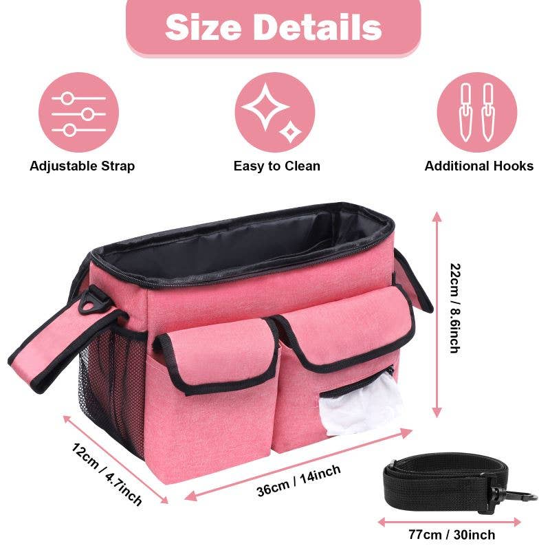 Waterproof Portable Baby Stroller Hanging Storage Bag: Gray