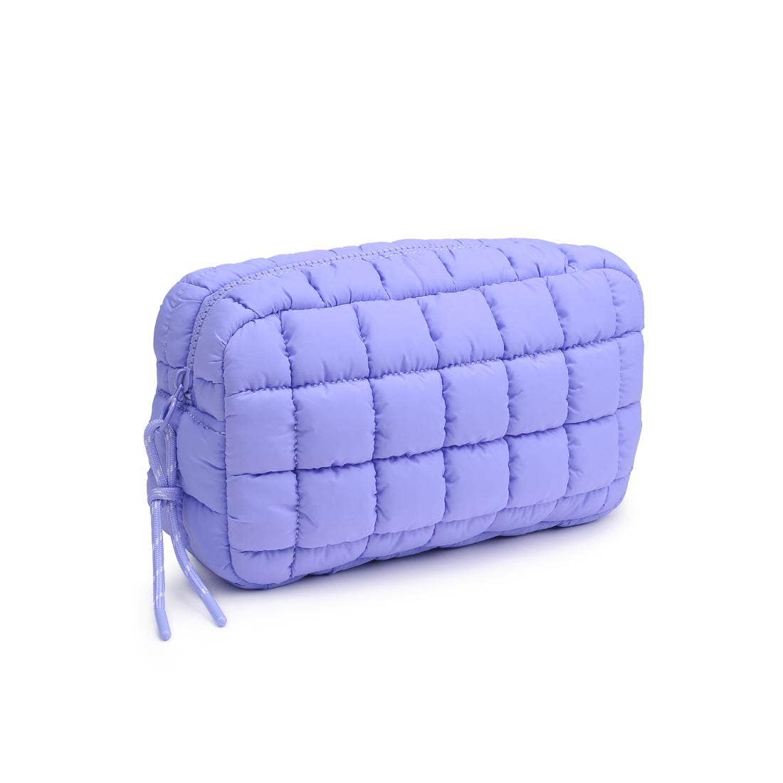 Cloud Nine Quilted Puffer Nylon Cosmetic Travel Pouch Cosmetic Pouch: Dove Grey