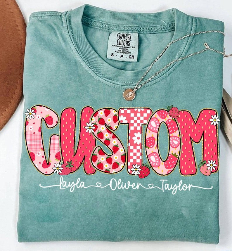 Strawberry Custom T-Shirt with kids or grandkid names