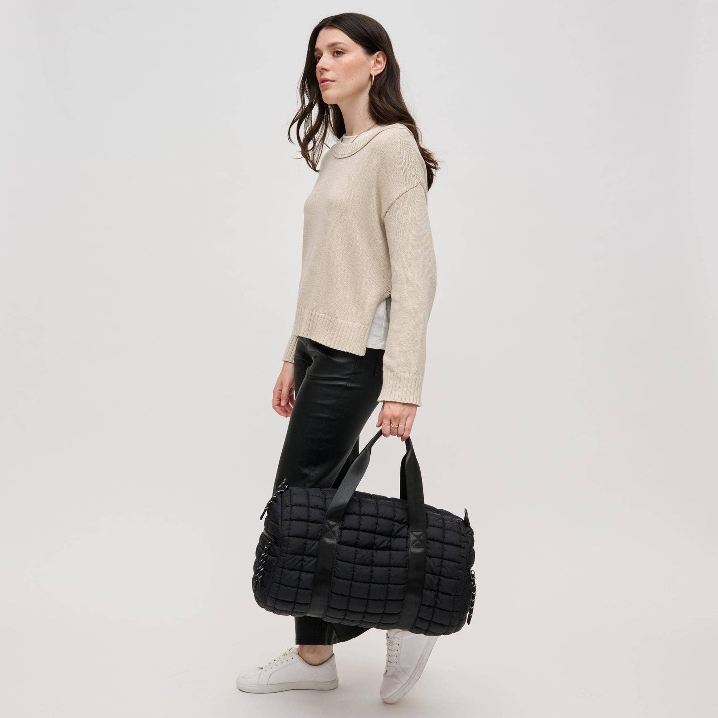 Ty Quilted Puffer Nylon Duffel: Black