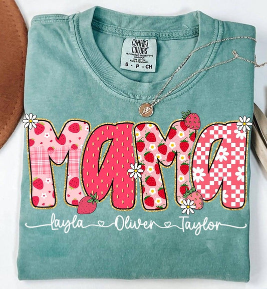 Strawberry Custom T-Shirt with kids or grandkid names