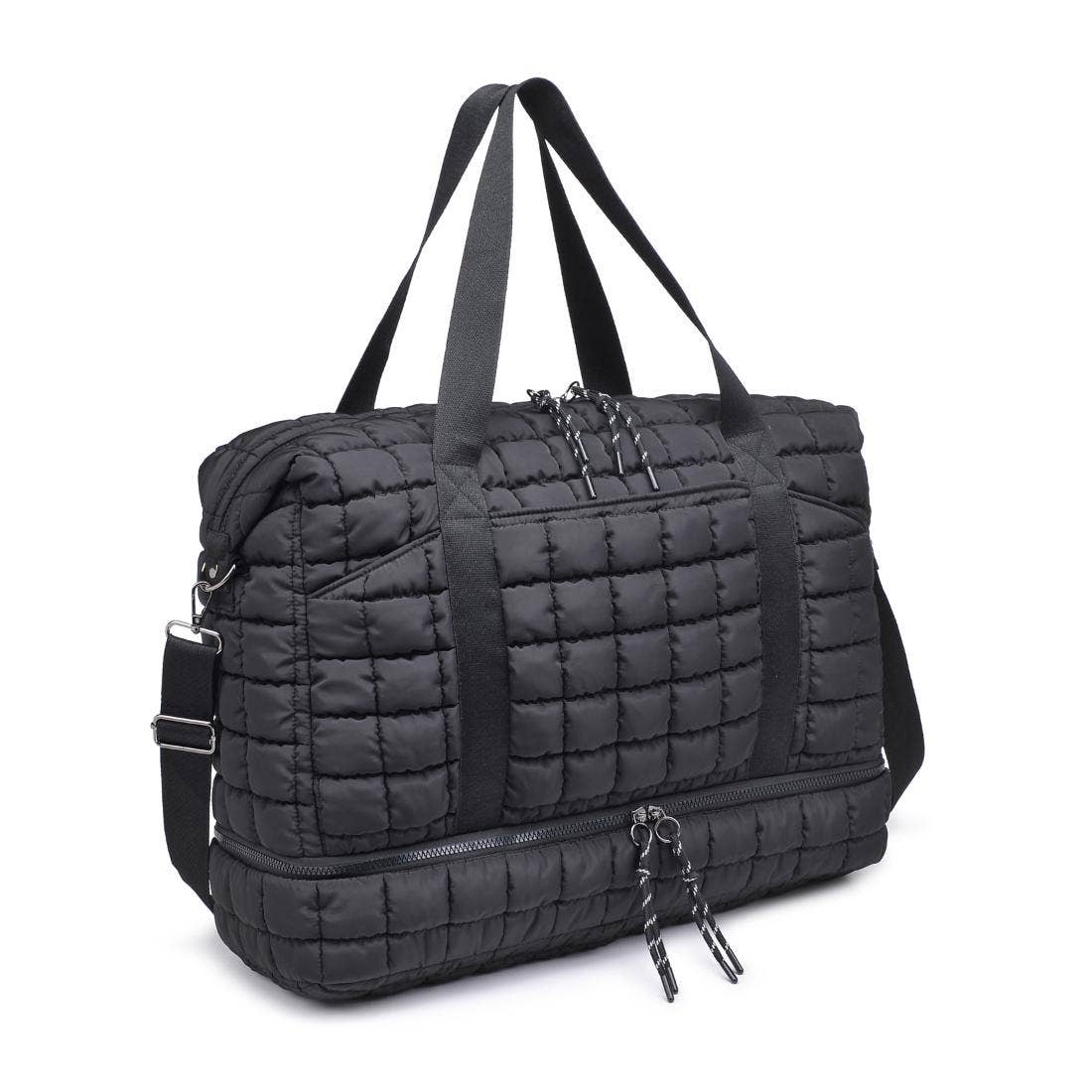 Globetrotter Quilted Nylon Puffer Travel Weekender: Natural