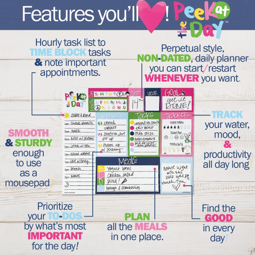 Peek At the Day™ Daily Planner Pad