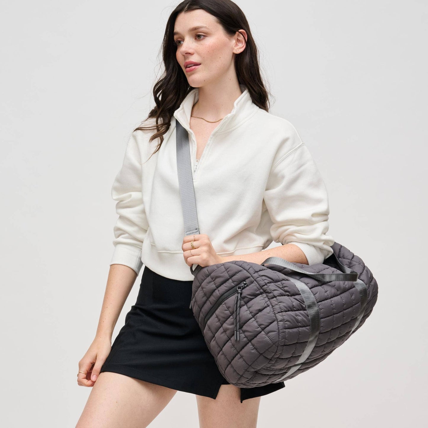 Ty Quilted Puffer Nylon Duffel: Black