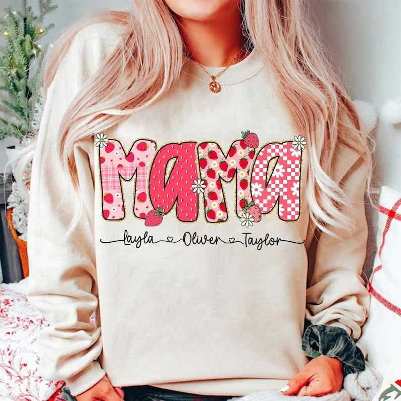 Strawberry Custom T-Shirt with kids or grandkid names