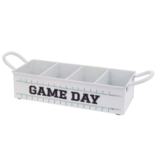 17" Long Game Day White Metal Caddy Football