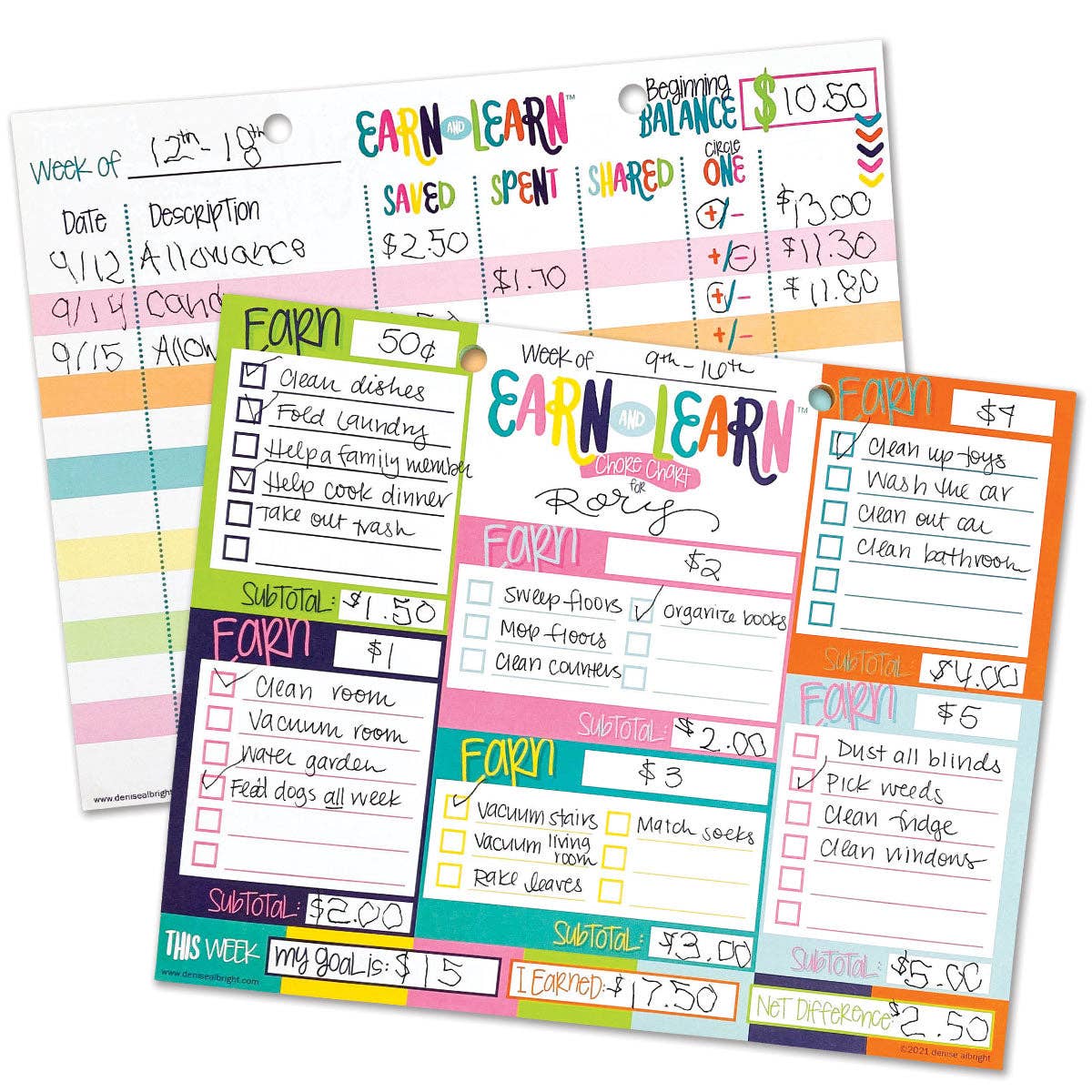 Earn & Learn® Kids Money Management Chore Chart Blommin' Colors