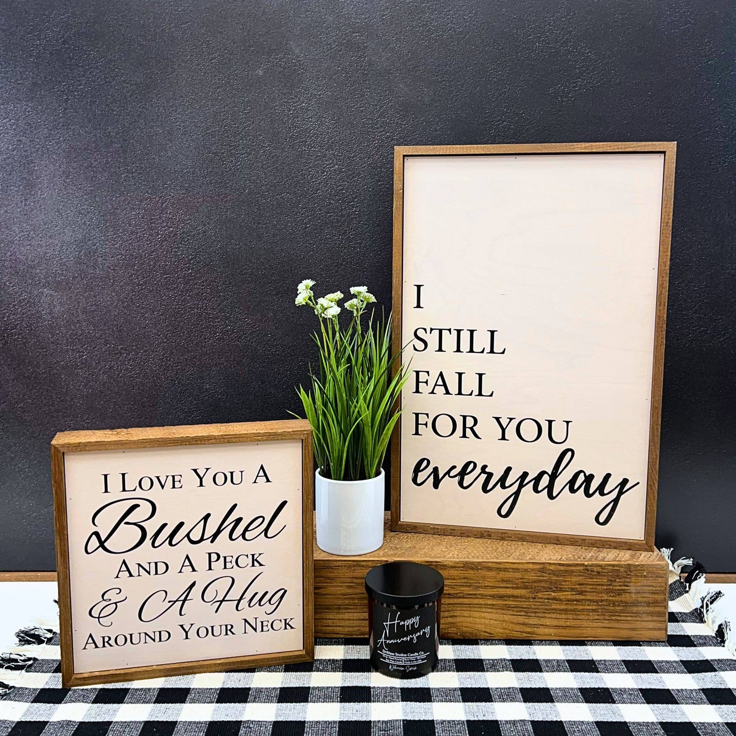 "I Love You A Bushel And A Peck & A Hug Around Your Neck" Rustic Wood Sign