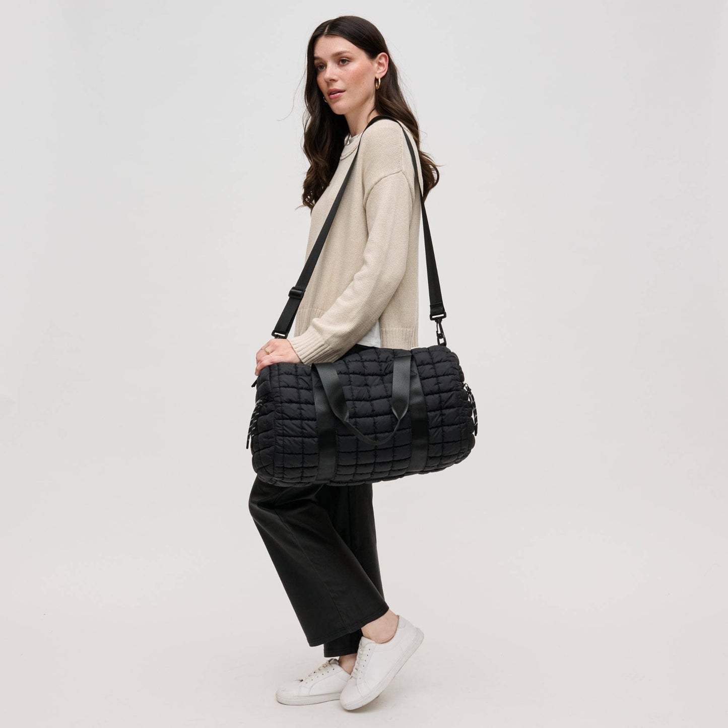 Ty Quilted Puffer Nylon Duffel: Black
