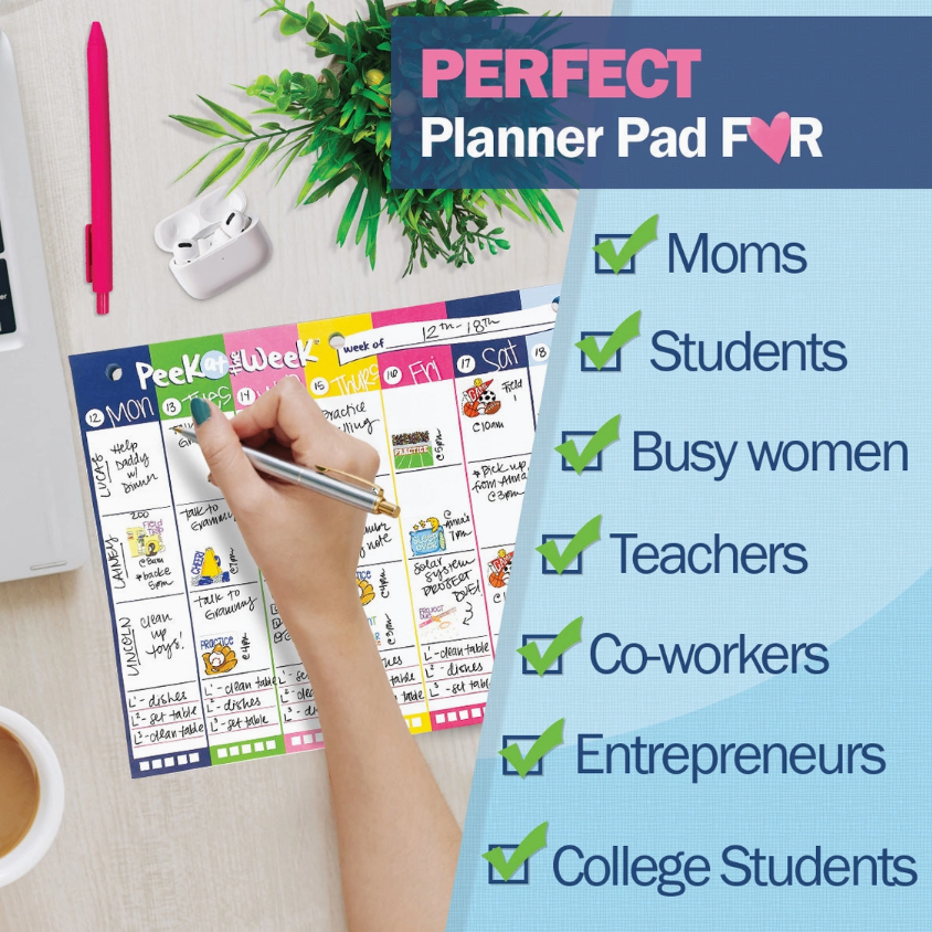 Peek At the Week® Simple Weekly Planner Pad