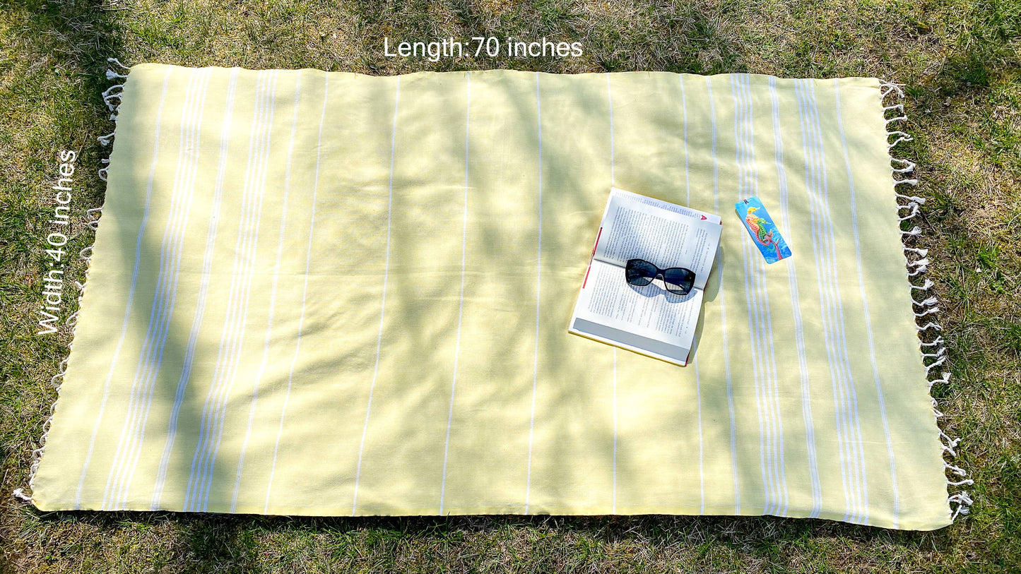 Sand Free Turkish Towel |Striped Beach Towel | Peshtemal : Orange
