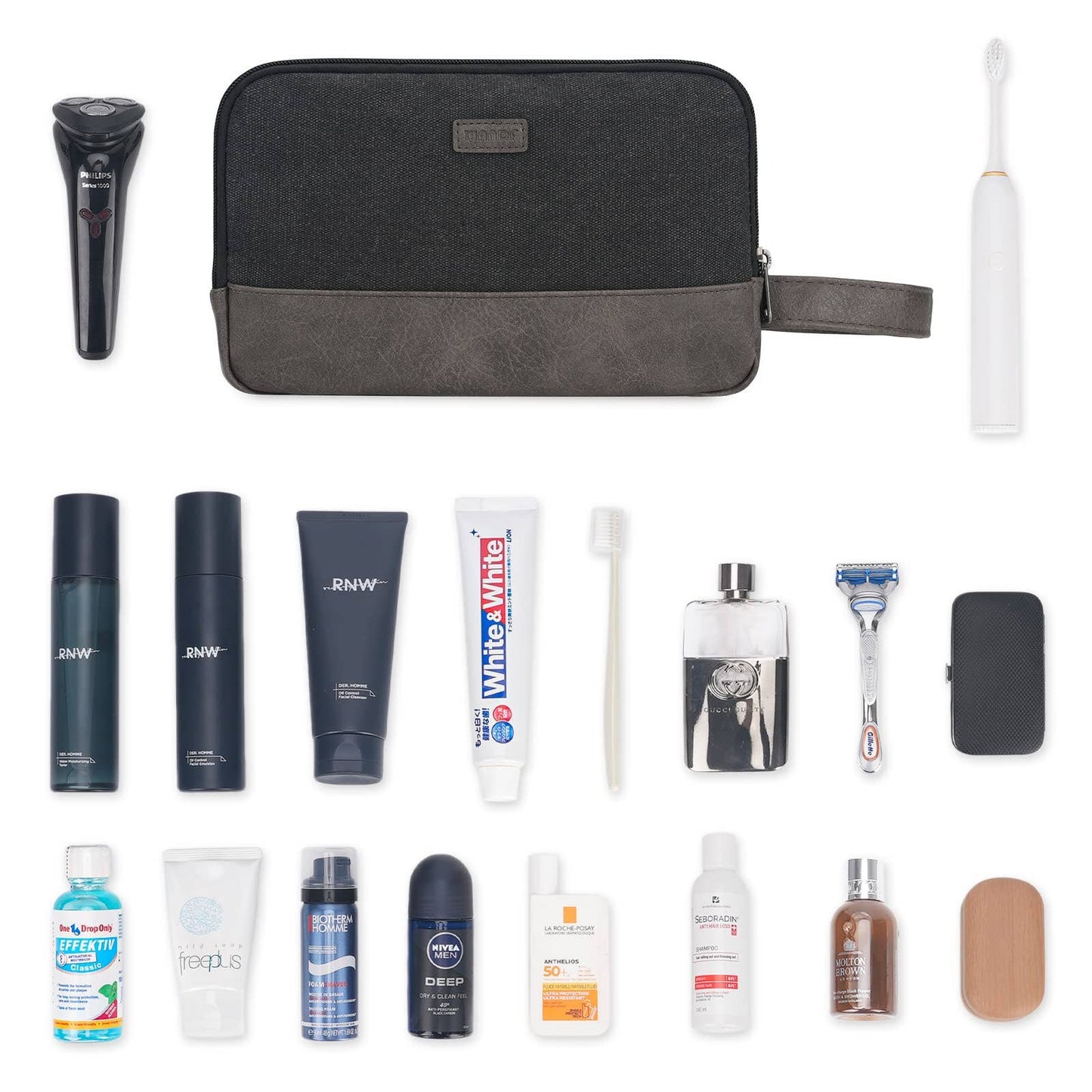 Canvas Travel Toiletry Shaving Bag Hanging Dopp Kit Unisex: Grey