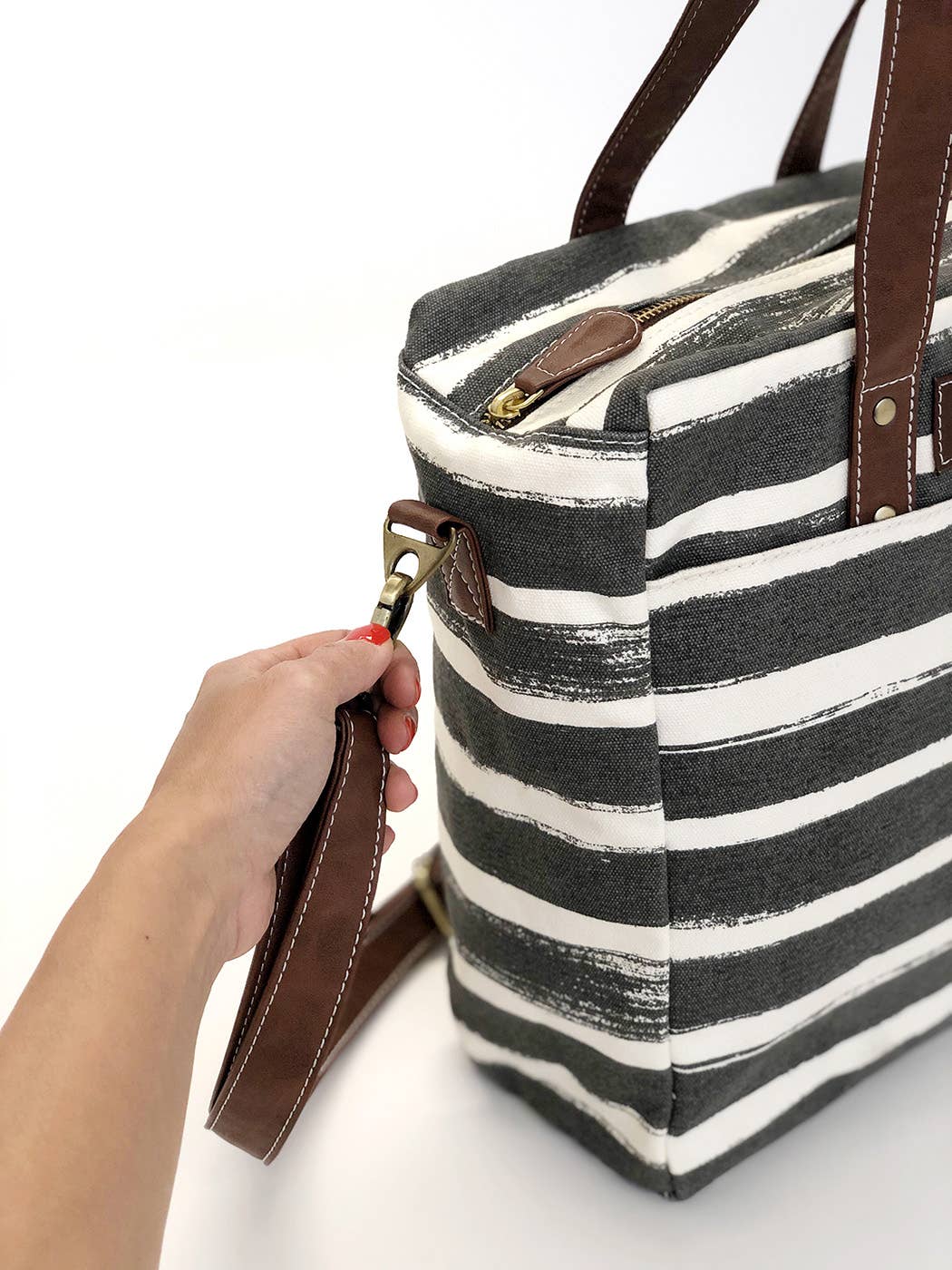 Commuter Tote - Charcoal Stripe