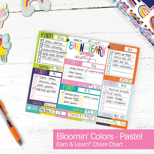 Earn & Learn® Kids Money Management Chore Chart Blommin' Colors
