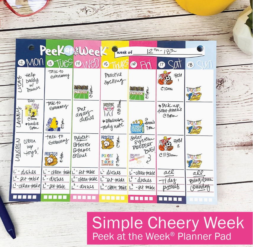 Peek At the Week® Simple Weekly Planner Pad