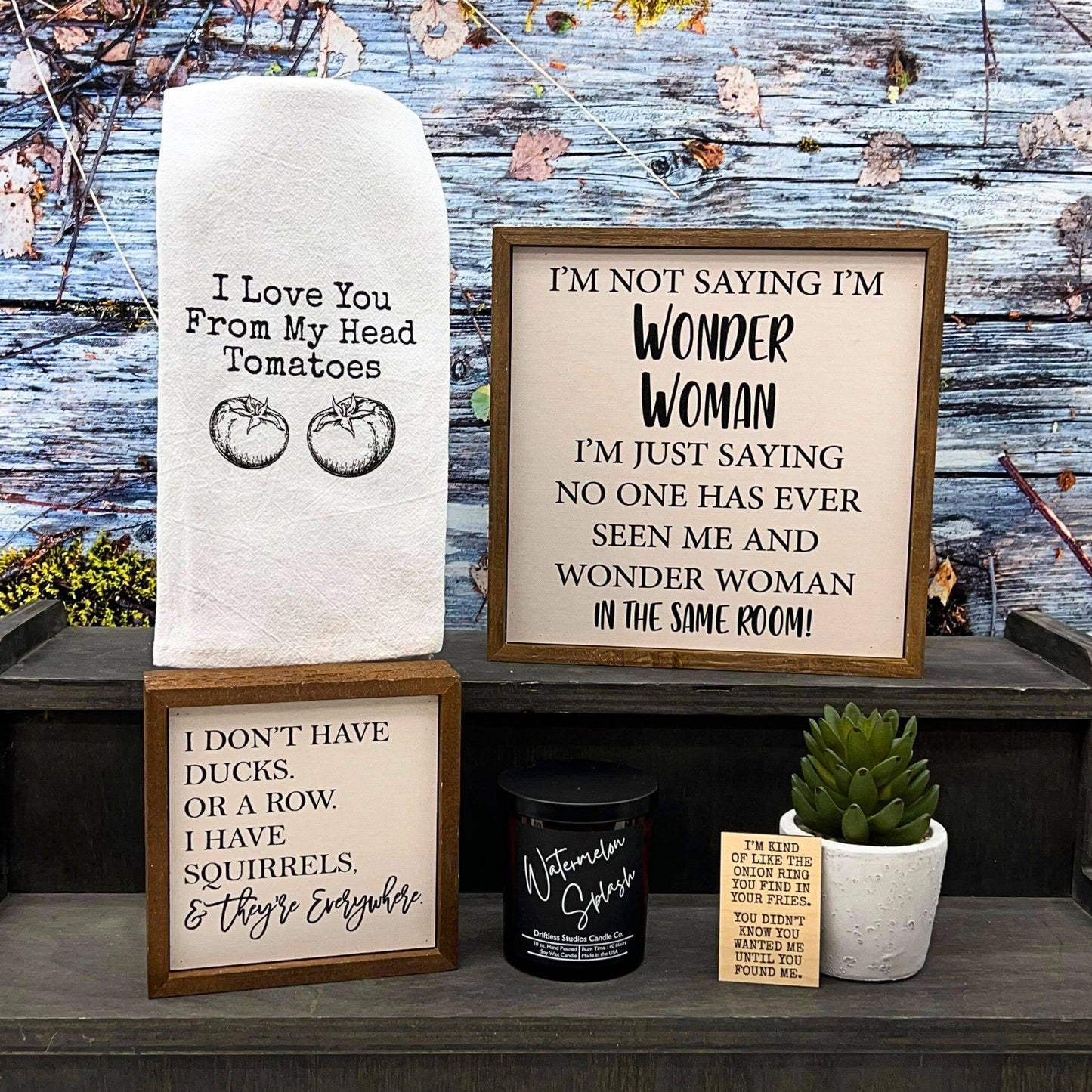 Tea towel - I Love You From My Head Tomatoes 16x24