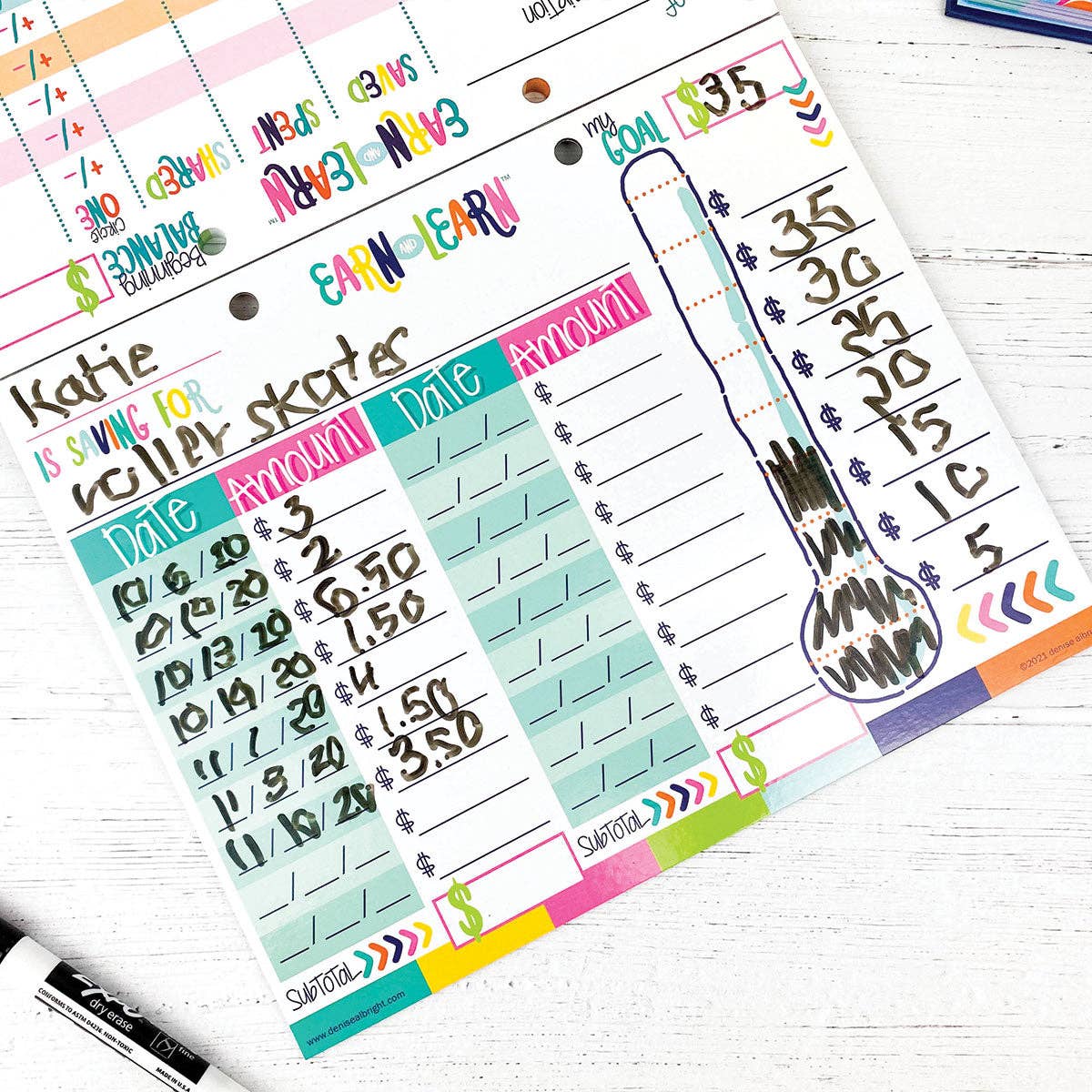 Earn & Learn® Kids Money Management Chore Chart Blommin' Colors