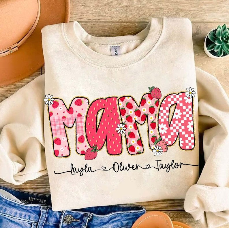 Strawberry Custom T-Shirt with kids or grandkid names