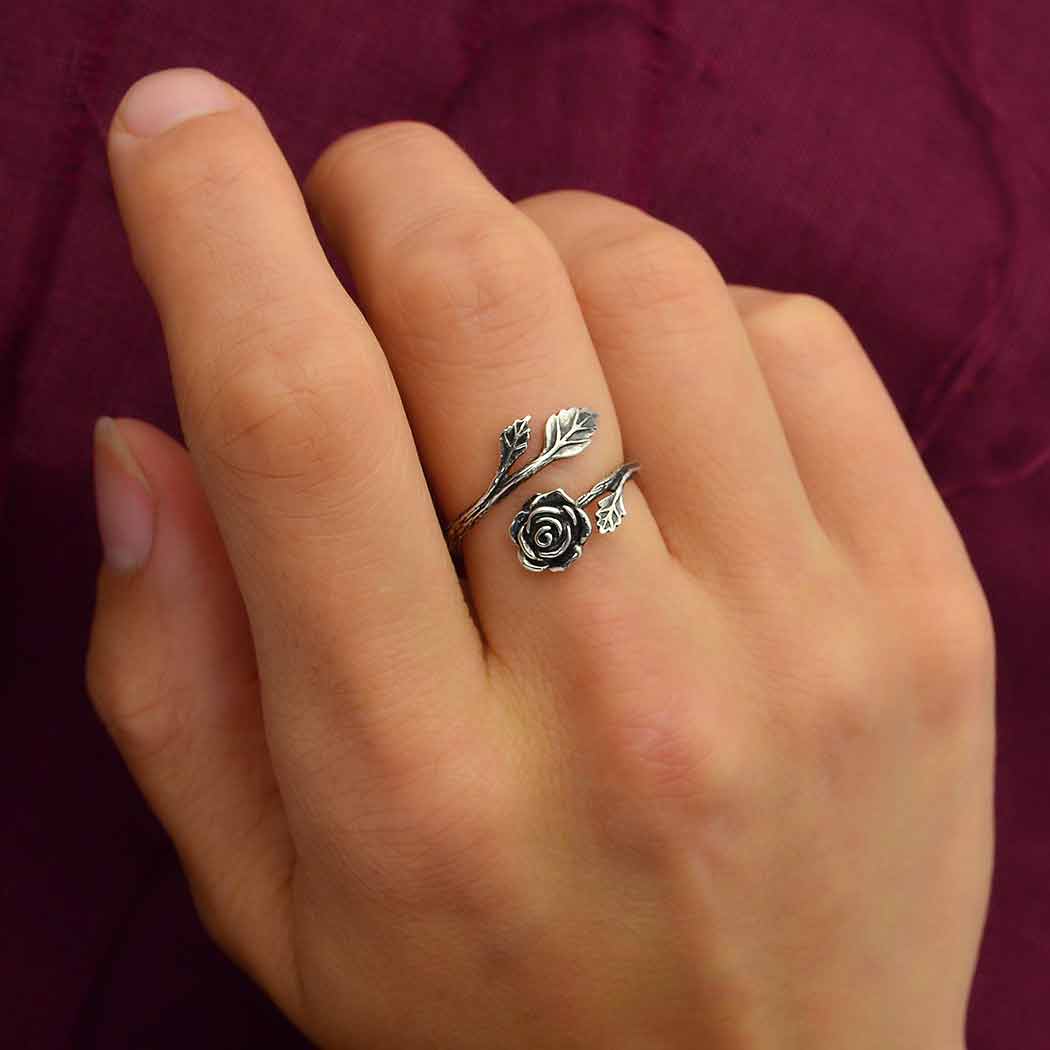 Rose Adjustable Ring: Sterling Silver
