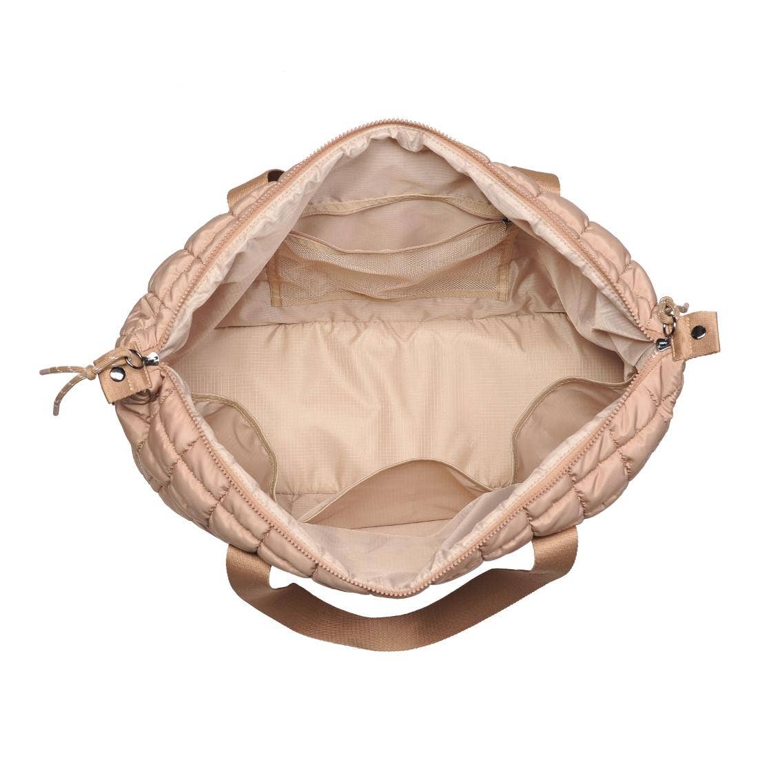 Globetrotter Quilted Nylon Puffer Travel Weekender: Natural