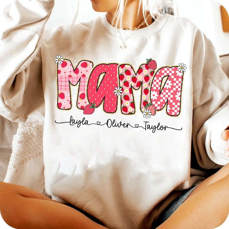 Strawberry Custom T-Shirt with kids or grandkid names