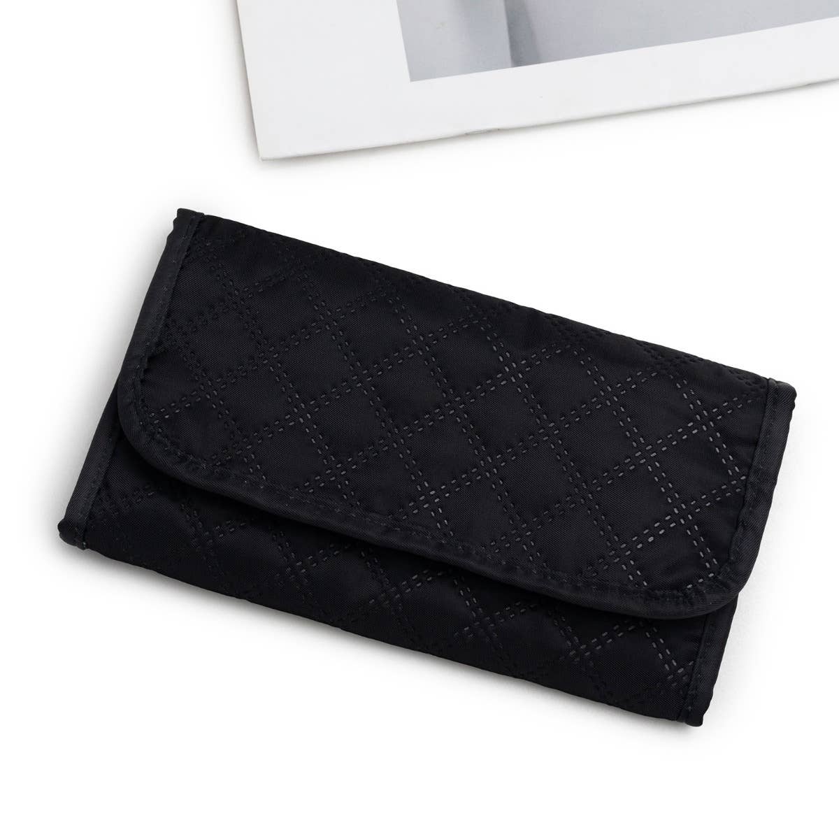 Portable Travel Jewelry Organizer Roll,Foldable for Earrings: Black