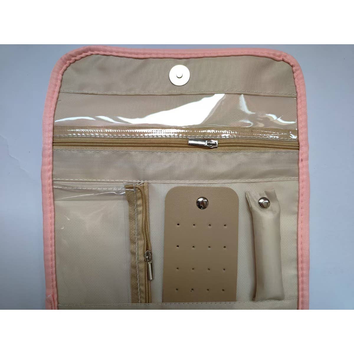 Portable Travel Jewelry Organizer Roll,Foldable for Earrings: Pink