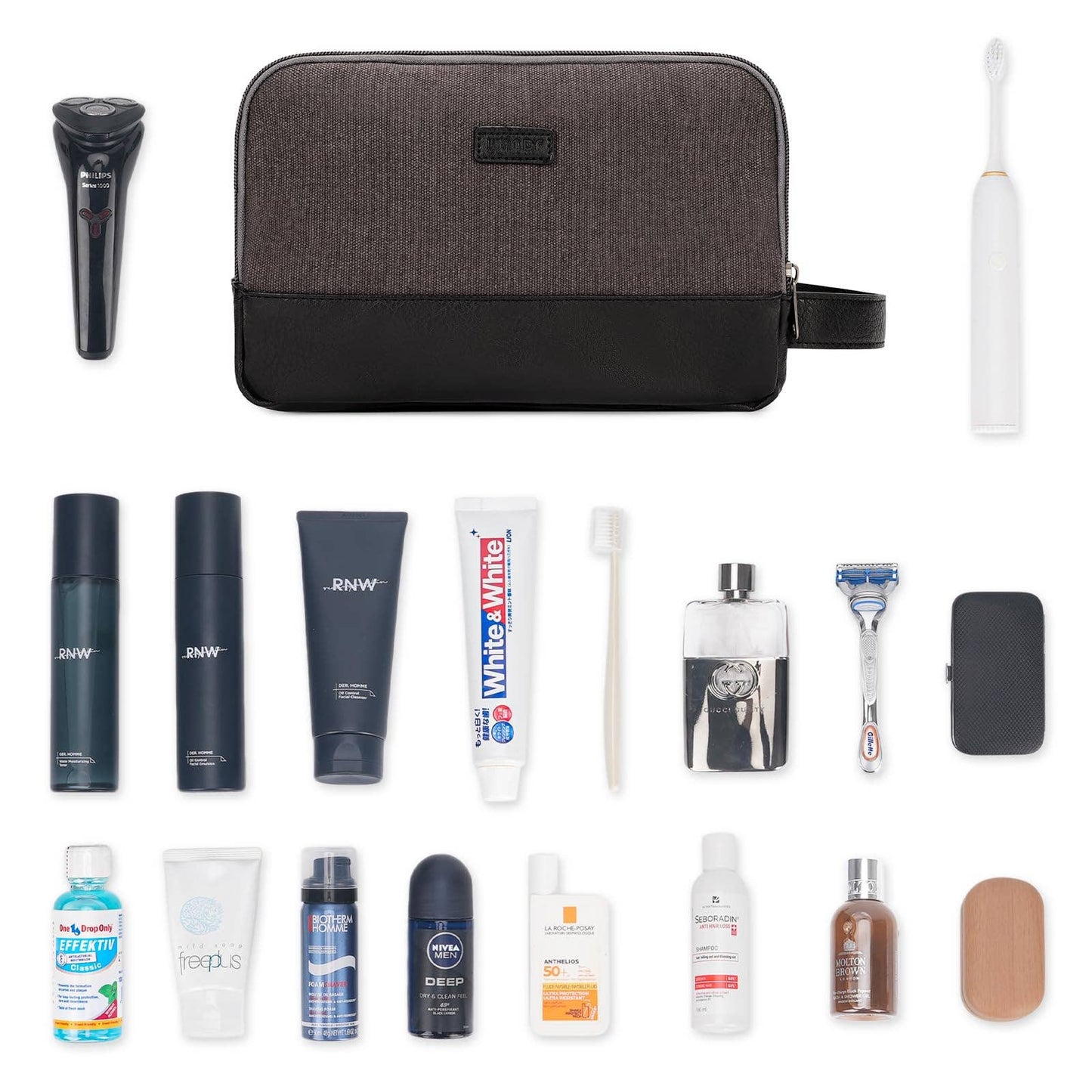 Canvas Travel Toiletry Shaving Bag Hanging Dopp Kit Unisex: Grey