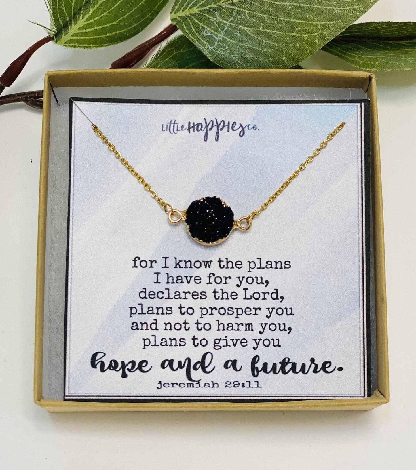 Twenty-Nine 11 Necklace: Gold Chain Black Stone