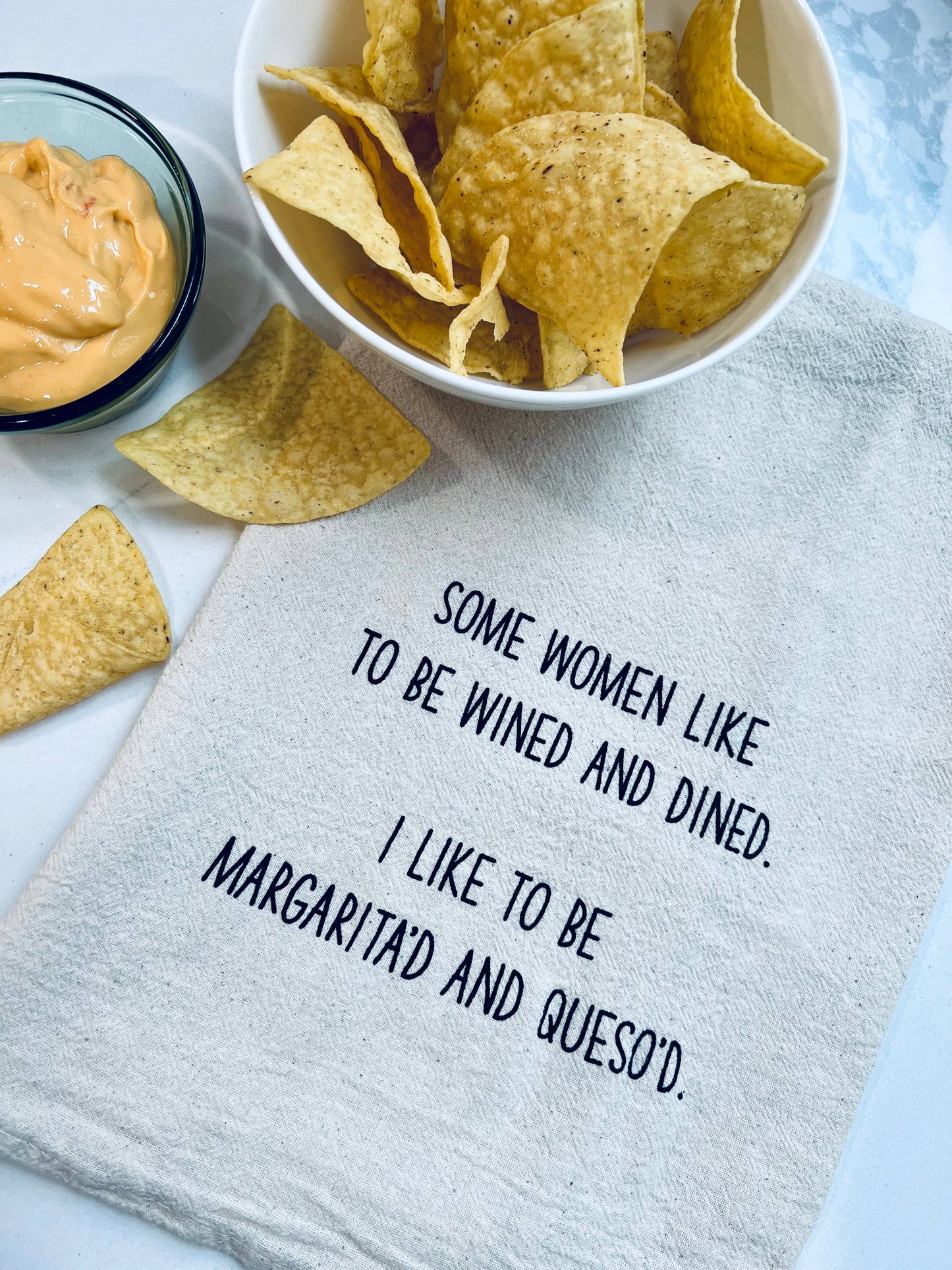 Some women like to be wined and dined funny tea towel