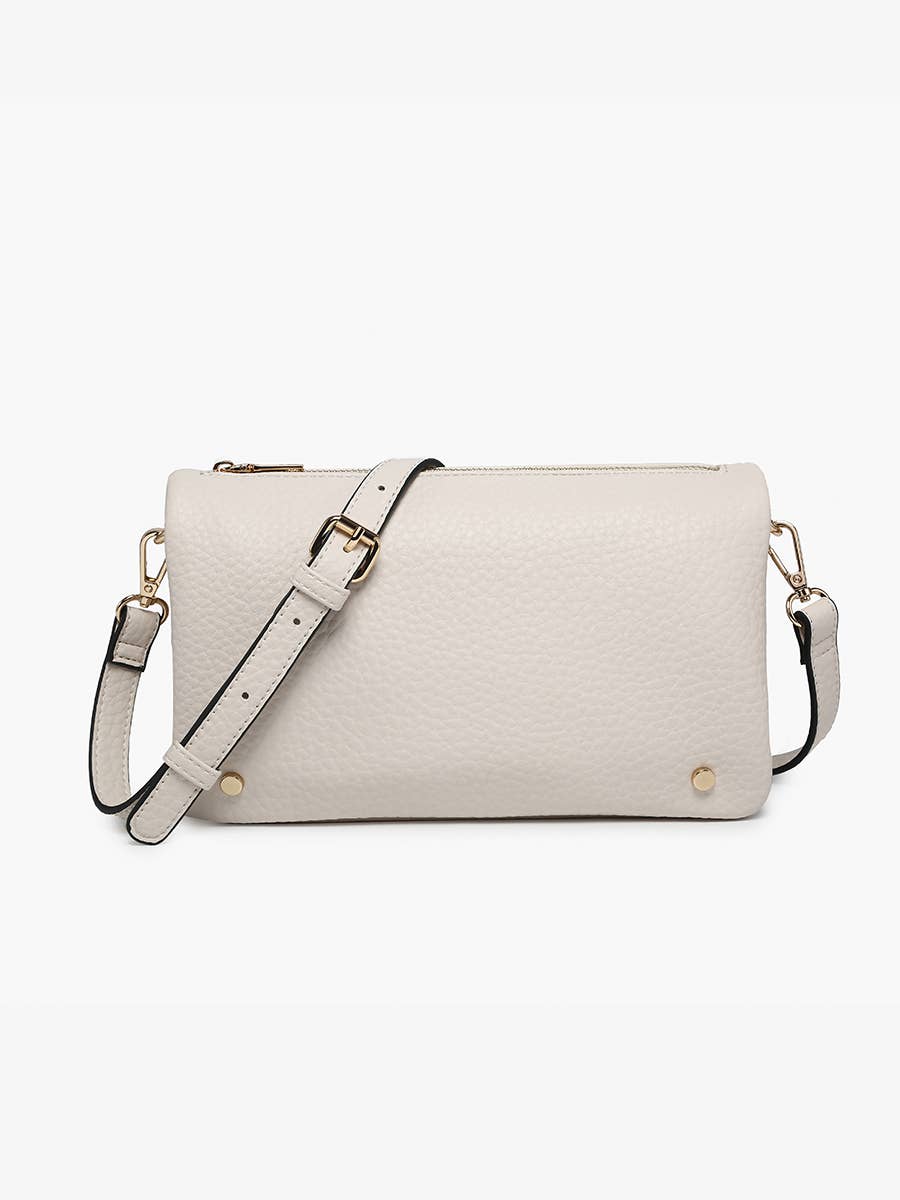 Phiona Studded Flapover Crossbody: Black