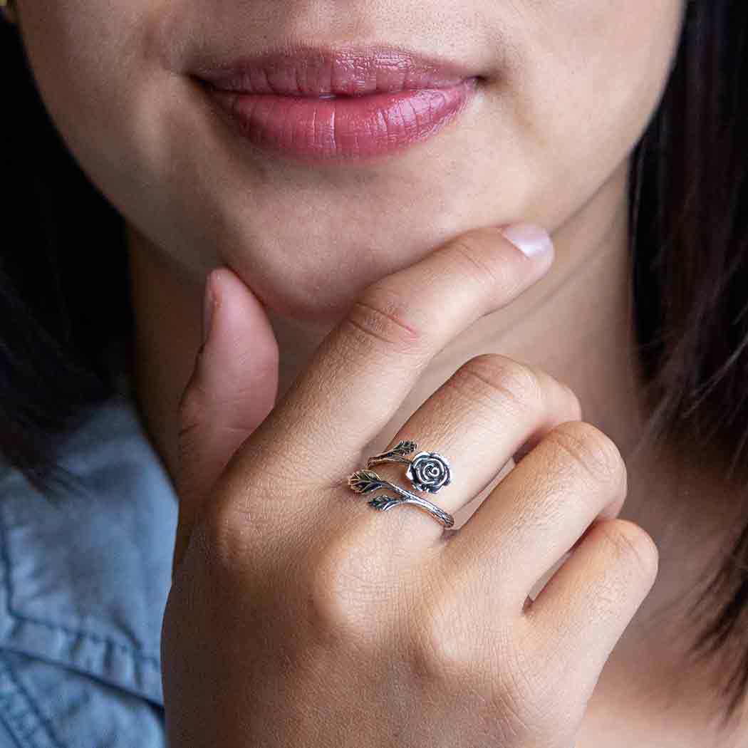 Rose Adjustable Ring: Sterling Silver