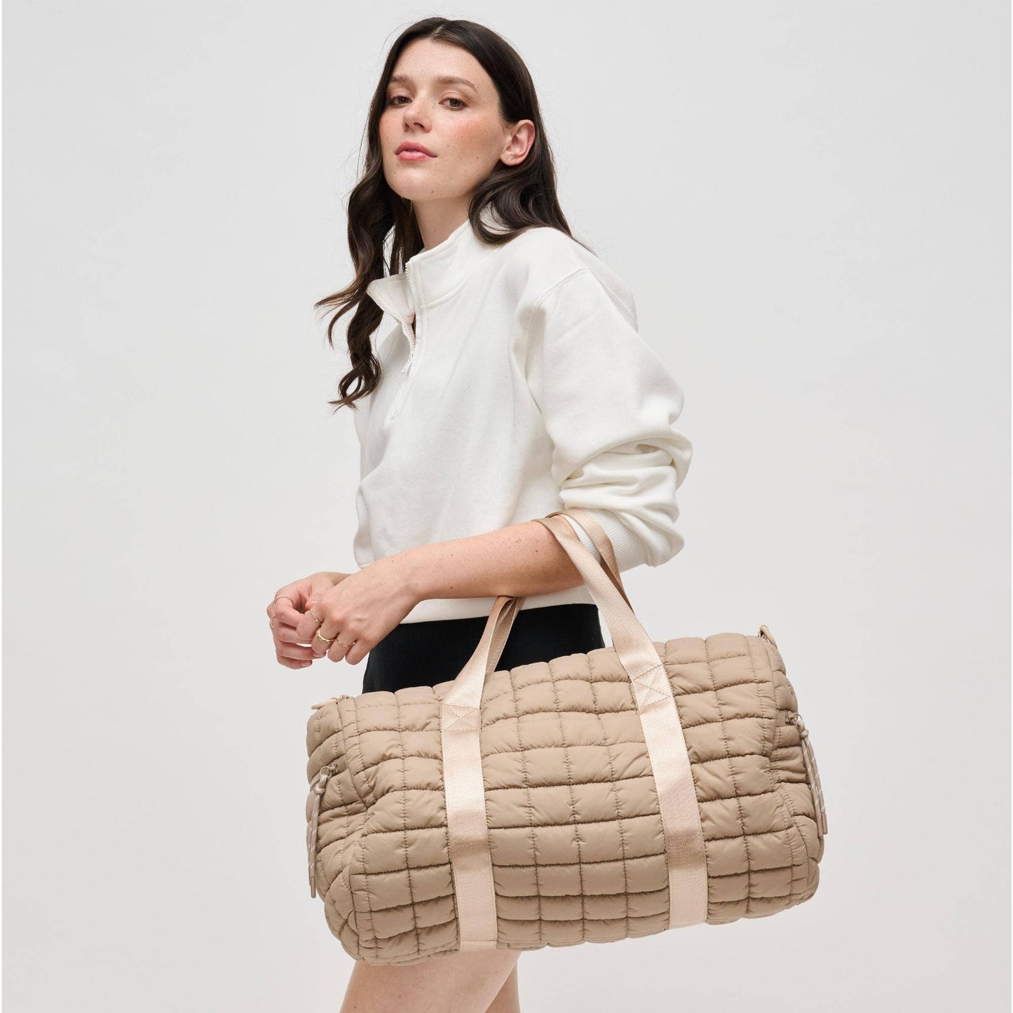 Ty Quilted Puffer Nylon Duffel: Black