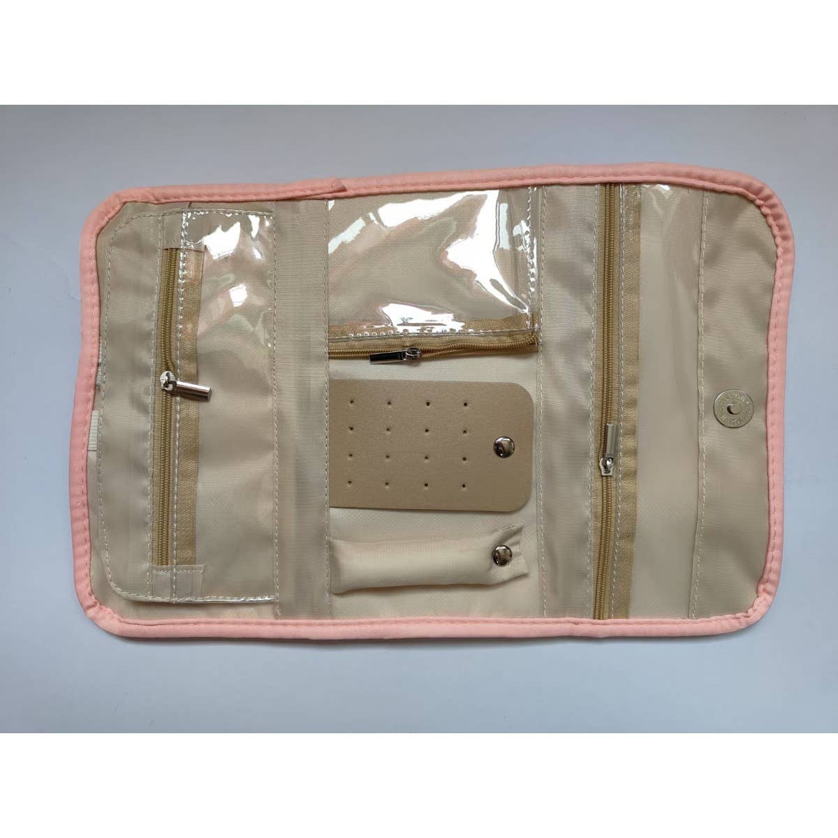 Portable Travel Jewelry Organizer Roll,Foldable for Earrings: Pink