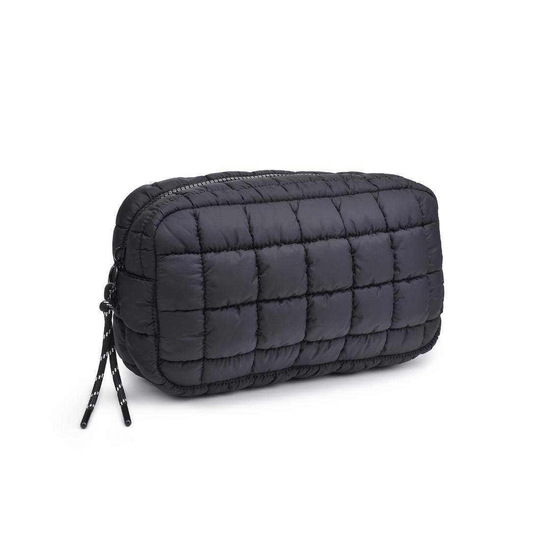 Cloud Nine Quilted Puffer Nylon Cosmetic Travel Pouch Cosmetic Pouch: Dove Grey
