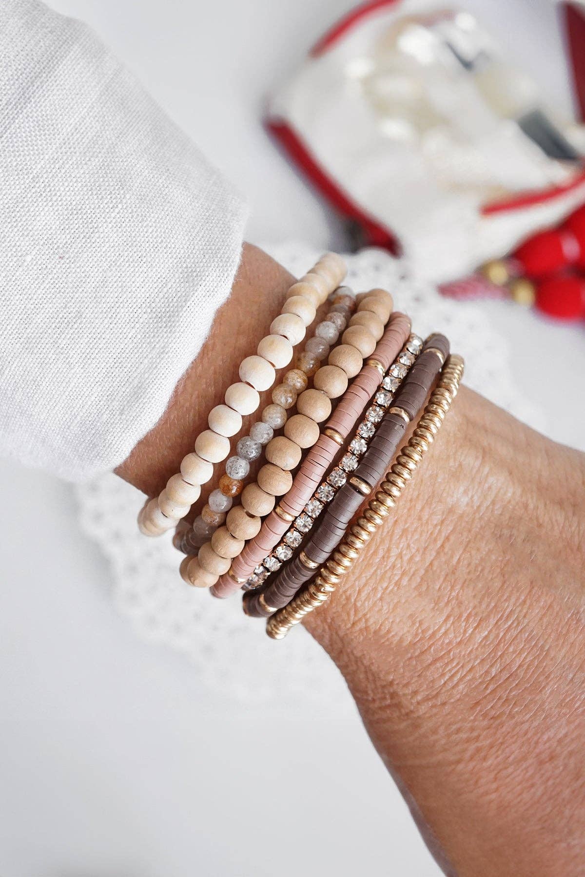 7-Piece Boho Bracelet Stack Neutral Tones