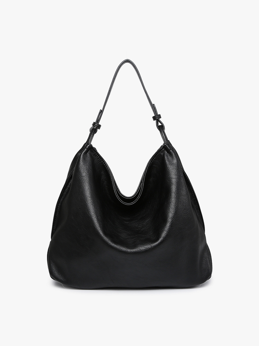 Rustic Slouch Tote w/ Inner Compartment: Black