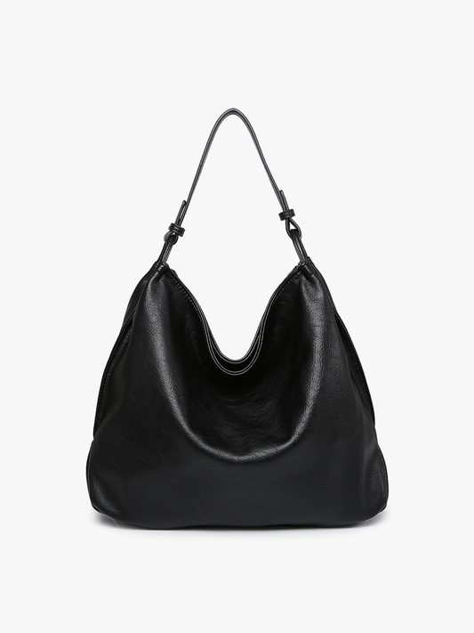 Rustic Slouch Tote w/ Inner Compartment: Black