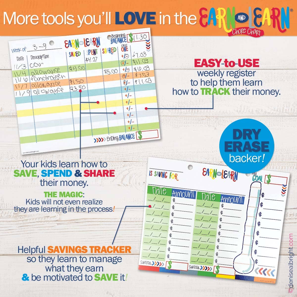 Earn & Learn® Kids Money Management Chore Chart Blommin' Colors