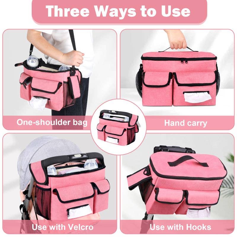 Waterproof Portable Baby Stroller Hanging Storage Bag: Gray