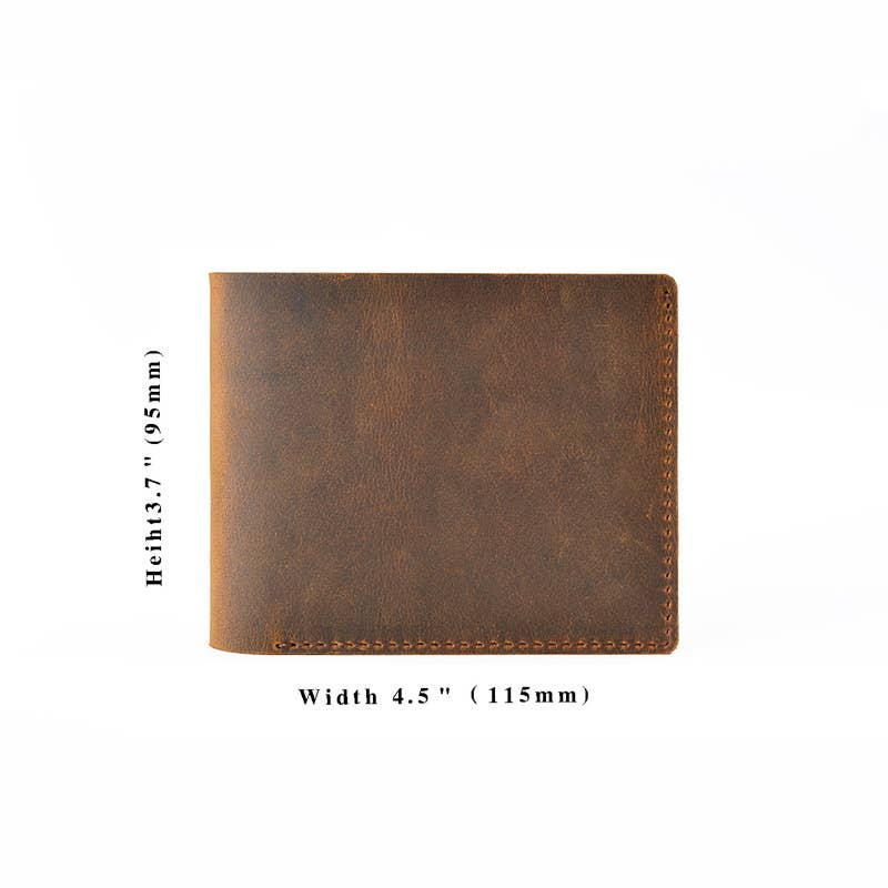 Leather Wallet,  Bifold Wallet, Handmade Wallet for Men: Brown