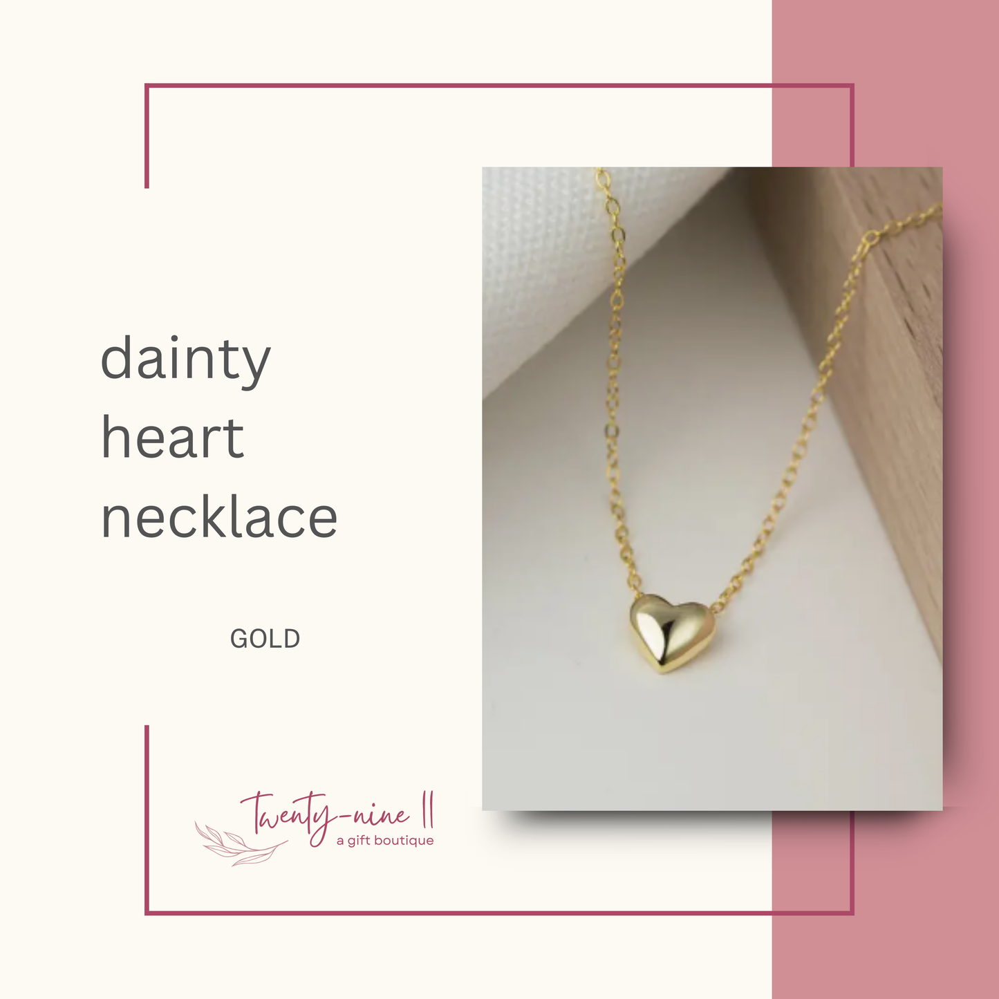 Dainty Heart Necklace - Silver or Gold