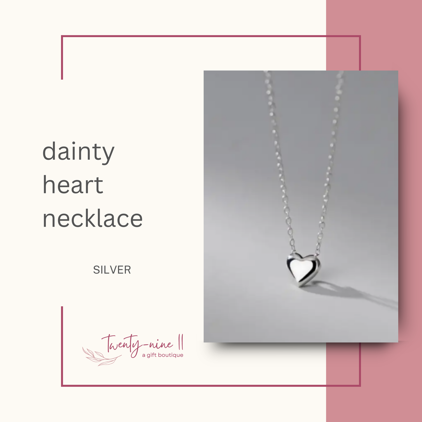 Dainty Heart Necklace - Silver or Gold