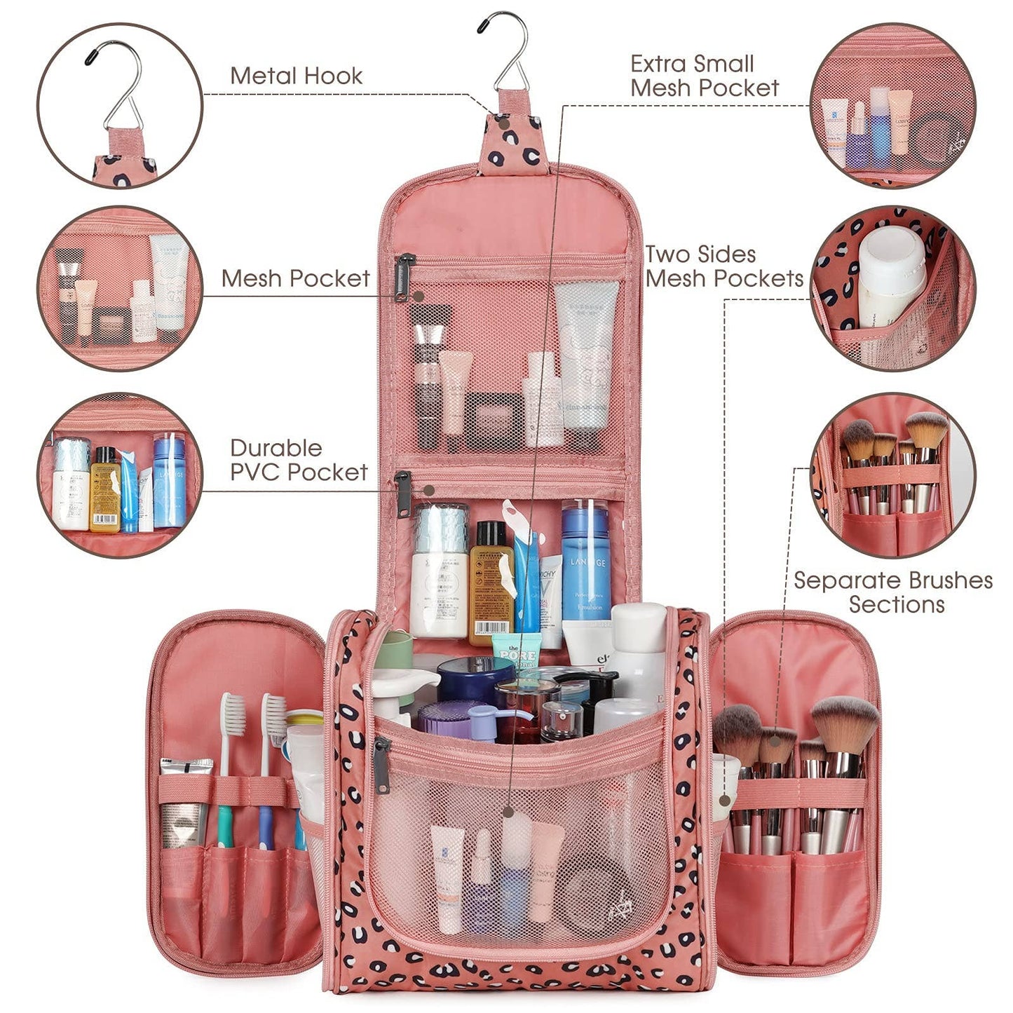 NW5126 Travel Toiletry Cosmetic Bag With Handle Women Gift: Purple